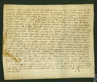 Los representantes del concejo de Ejea entregan a Fernando Laín, alcaide de Biota, una carta de Jimeno de Urrea, señor de este pueblo, para que permitan el paso del agua de riego a los de Ejea, tras lo cual el alcaide hace volver el agua a la madre