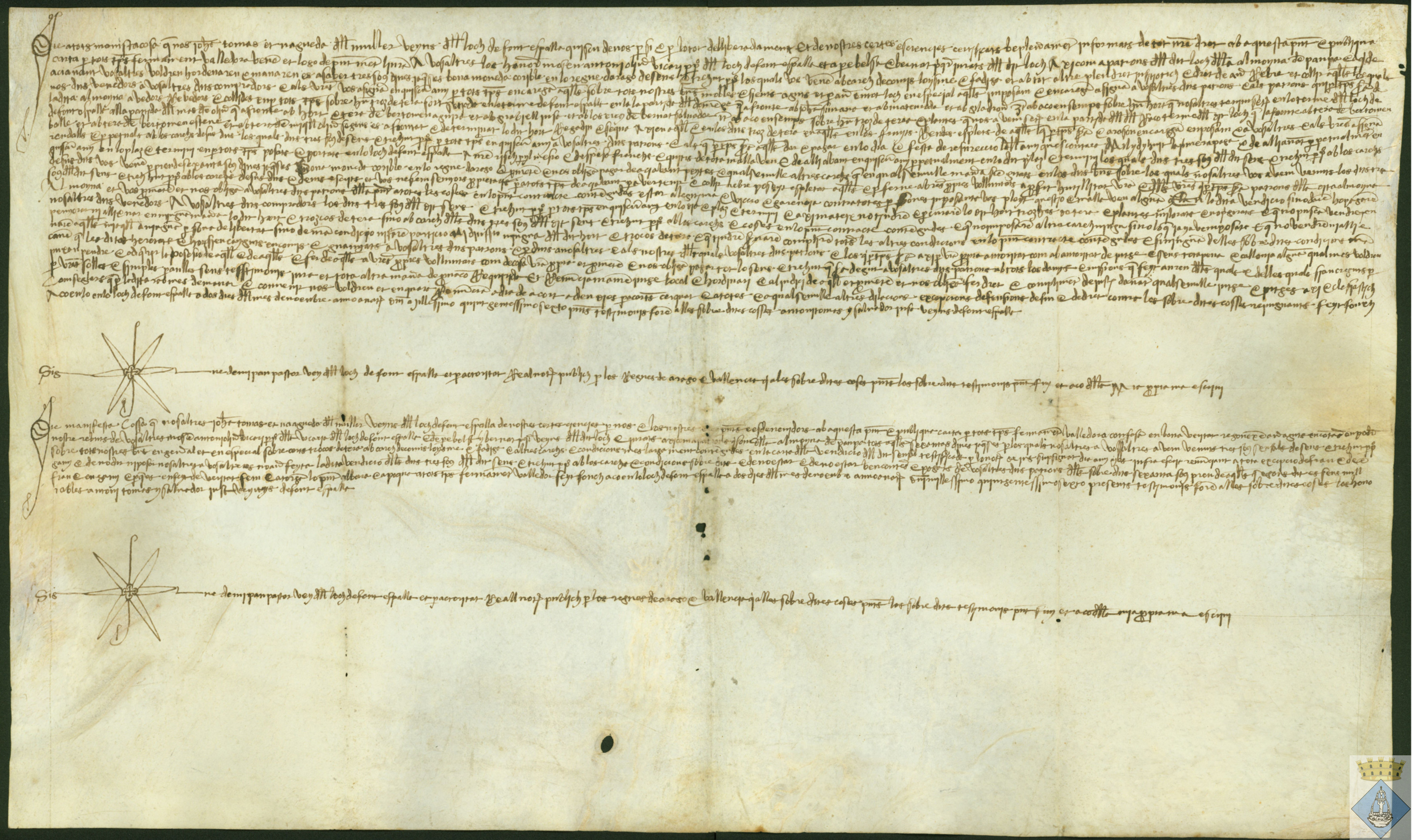 Luición del censal de 3 sueldos con precio de 60 dineros que Juan Tomás y Agueda, su mujer, vendieron a mosén Antonio Oliver y los jurados como patronos de la Limosna de Pampa