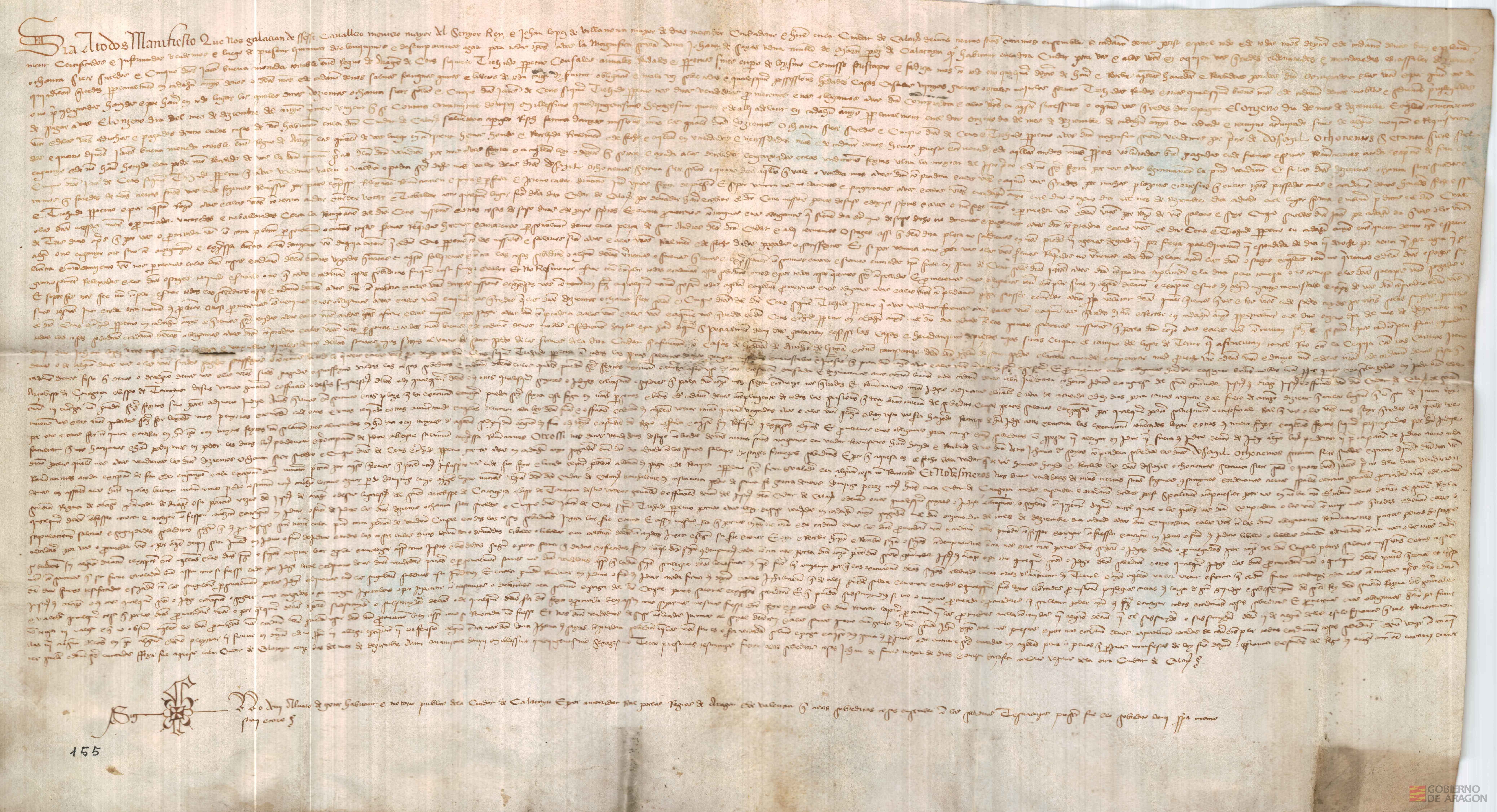 Galacián de Sesé,montero mayor del rey y Juan López de Villanueva,mercader,ciudadano,de Calatayud,venden a DªJuana de Sayes,viuda de Martín Pérez de Calatayud,287 sueldos y 5 dineros censales anuales,por 2877 sueldos