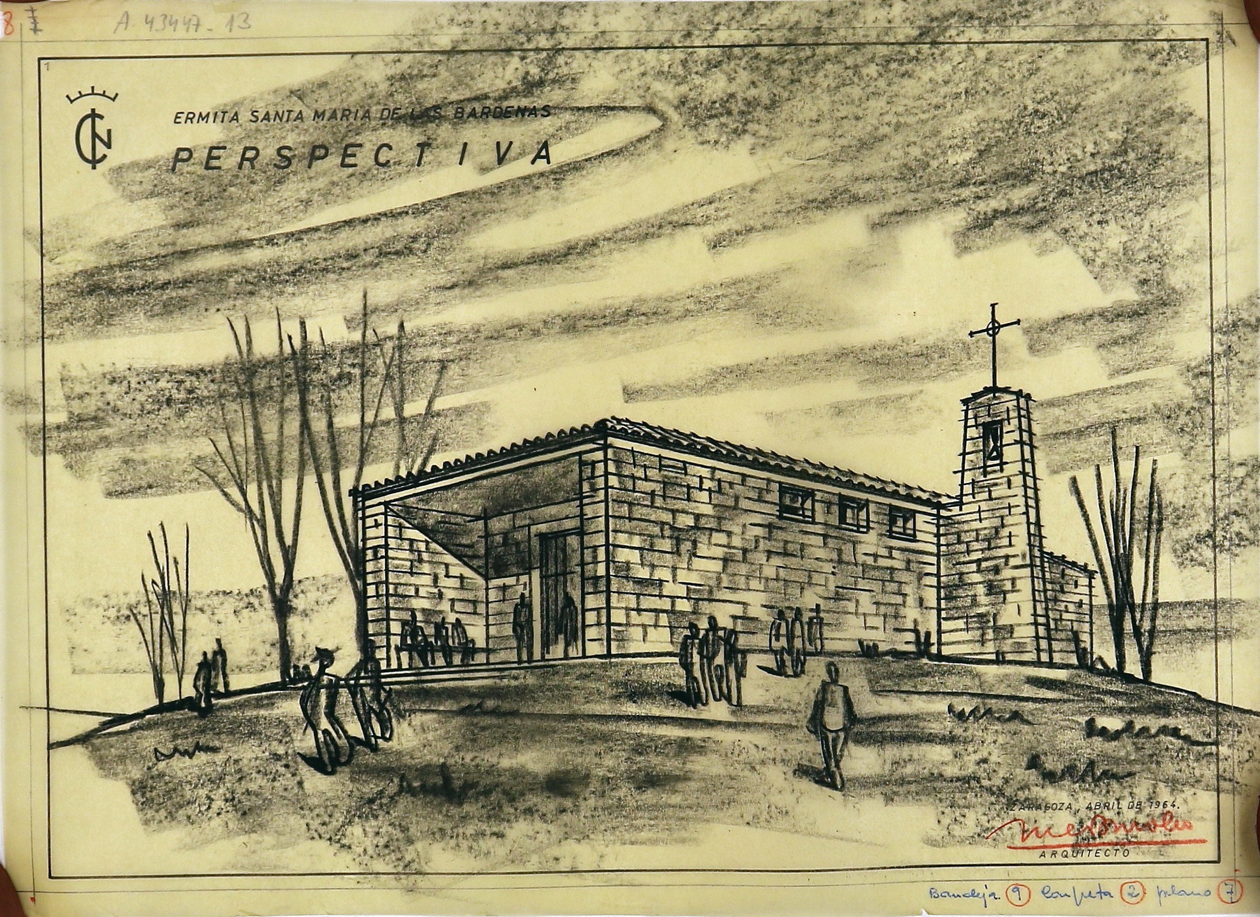 Ermita de Santa MarÍa. Perspectiva. Bardena del Caudillo