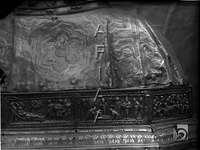 Iglesia de San Lorenzo. Busto del santo patrono. Detalle de la parte posterior. Ricardo del Arco y Garay. Huesca. Hoya de Huesca