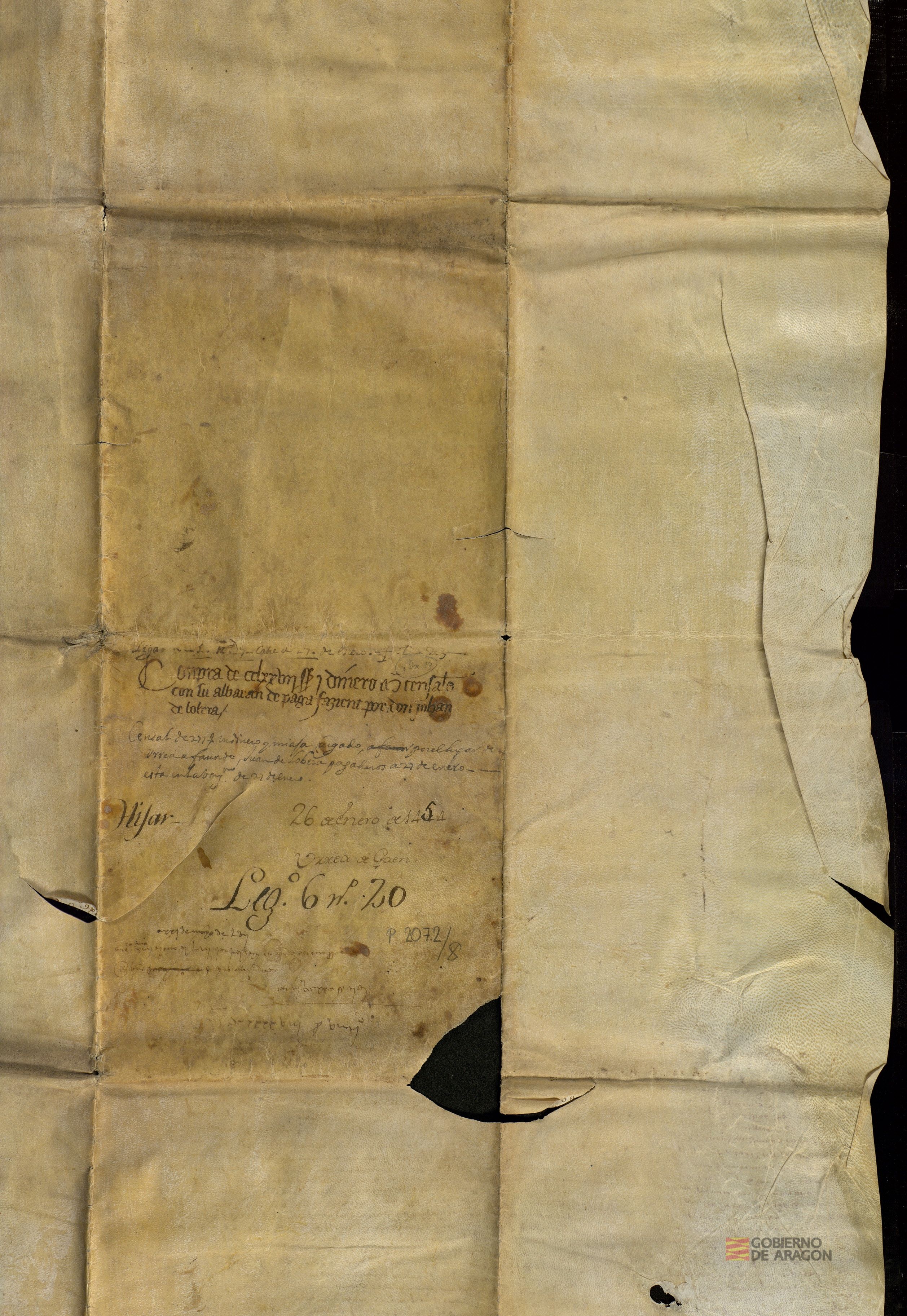La aljama de moros de Urrea de Gaén vende a Juan de Lobera, mercader y ciudadano de Zaragoza, un censal de 277 sueldos jaqueses y un dinero por precio de 3.325 sueldos y 6 dineros.