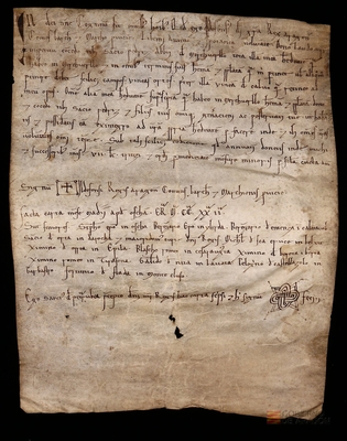 Alfonso II de Aragón da a Sancho Pedriz, abad de >Marcuello, loque tenía en el término de Marcuello, a excepción de una viña, a condición de que entregue un censo anual