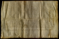 Berenguer de Anglesola, tesorero real de Pedro IV, con el acuerdo del obispo de Huesca, vende al concejo de Almudévar las primicias de dicha villa durante cuatro años por precio de 4.600 sueldos jaqueses, sin que en la venta se incluya ninguna obligación con el mantenimiento de la iglesia