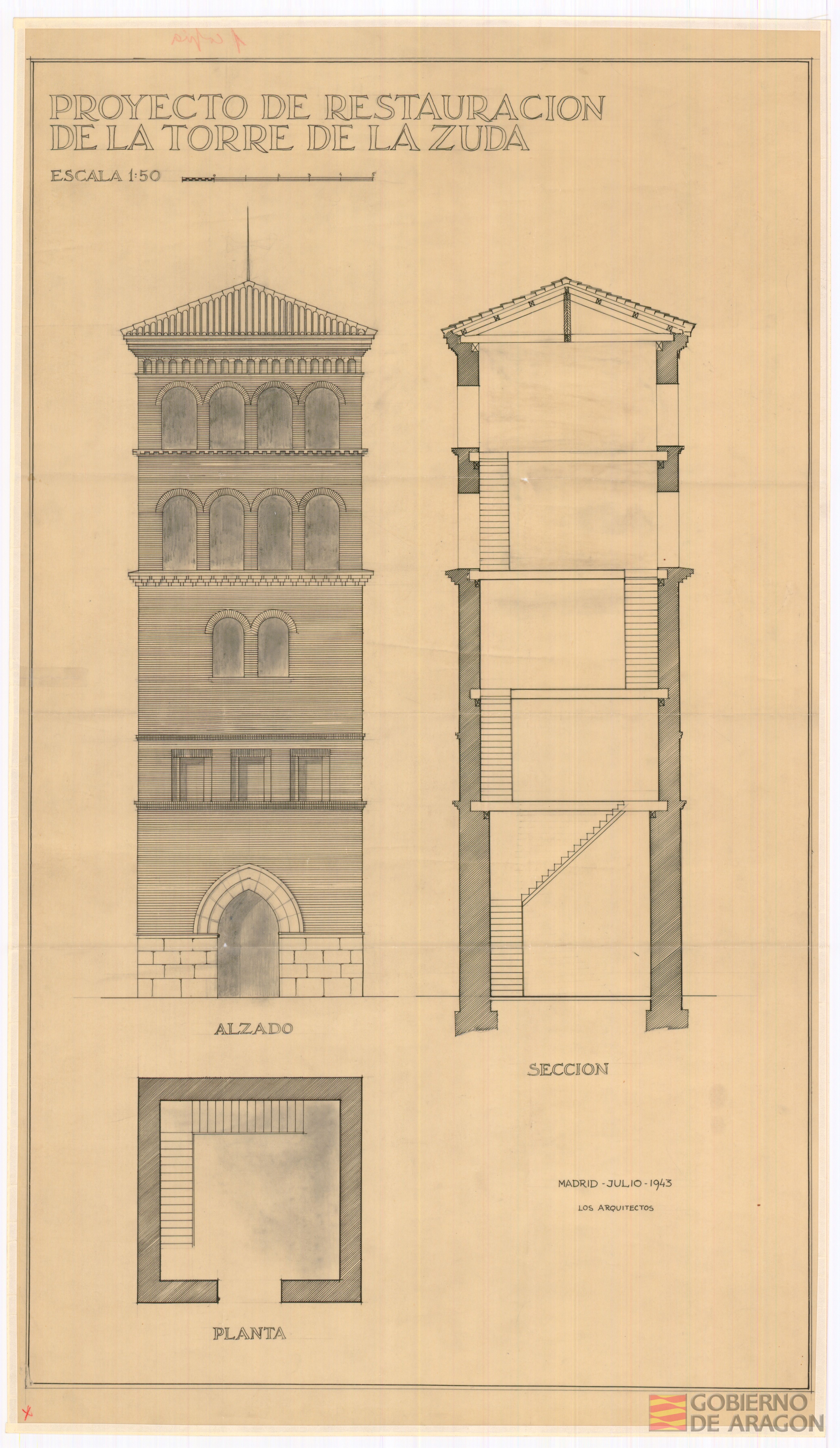 Proyecto de restauración de la torre de la Zuda. Zaragoza