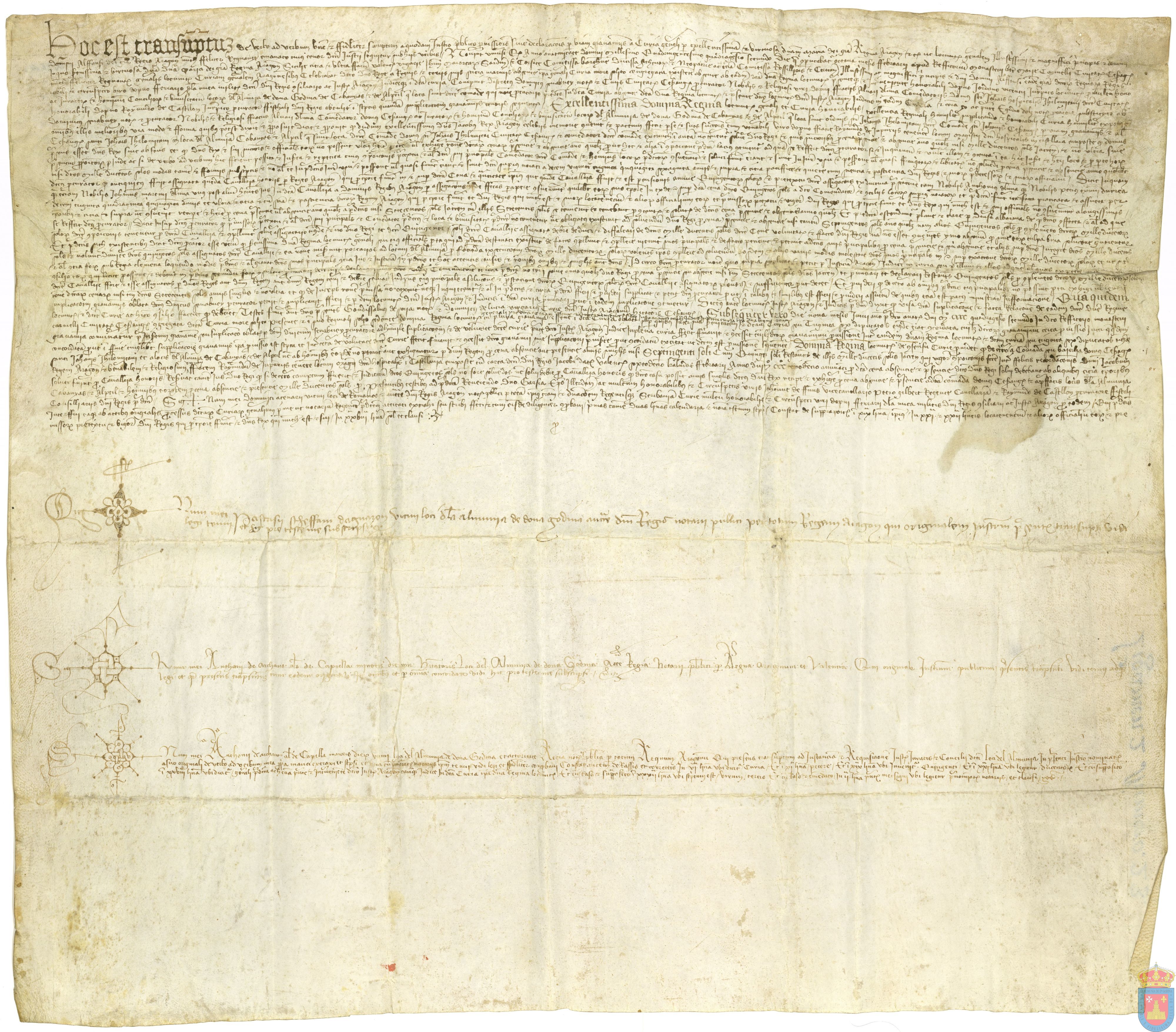 Declaración de la cena real de la Casa de San Juan de Jerusalén y de los pueblos de La Almunia, Cabañas y Alpartir