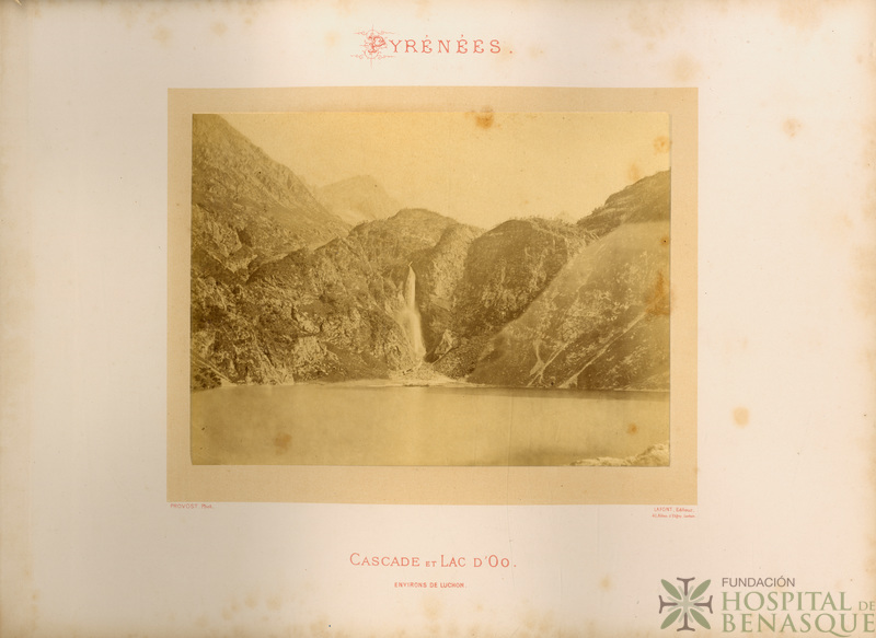 "Pyrénées. Cascade et Lac d'0o. Environs de Luchon. Provost, Phot. Lafont, Éditeur. 40, Allées d'Etigny, Luchon."