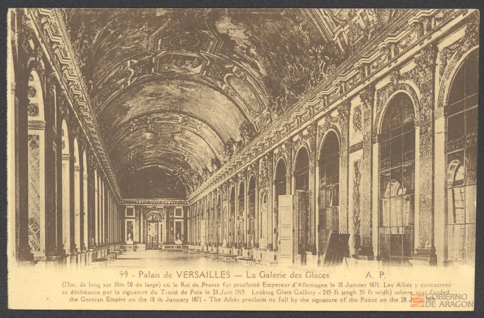 "99 - Palais de VERSAILLES - La Galerie des Glaces". A. Papeghin
