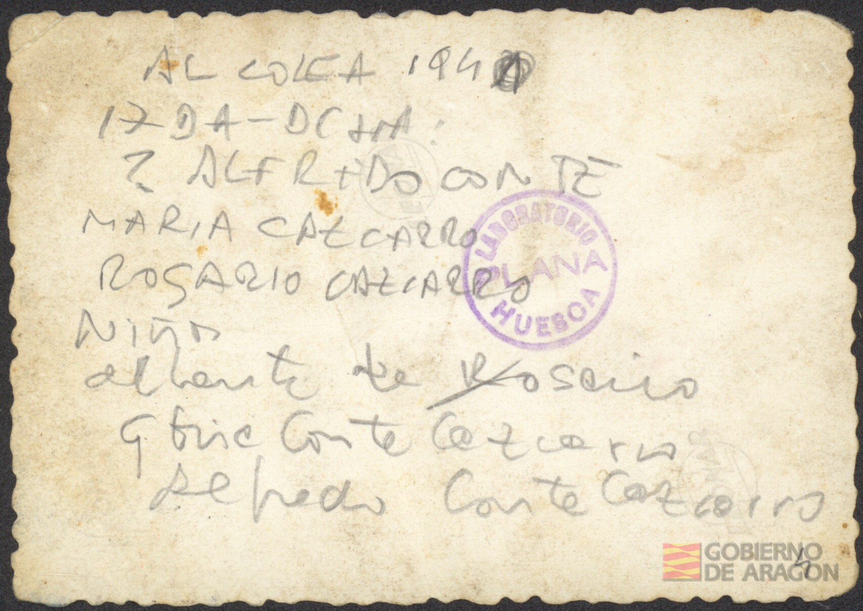 Retrato de la familia Conte Cazcarro en Alcolea de Cinca. Laboratorio Plana Huesca