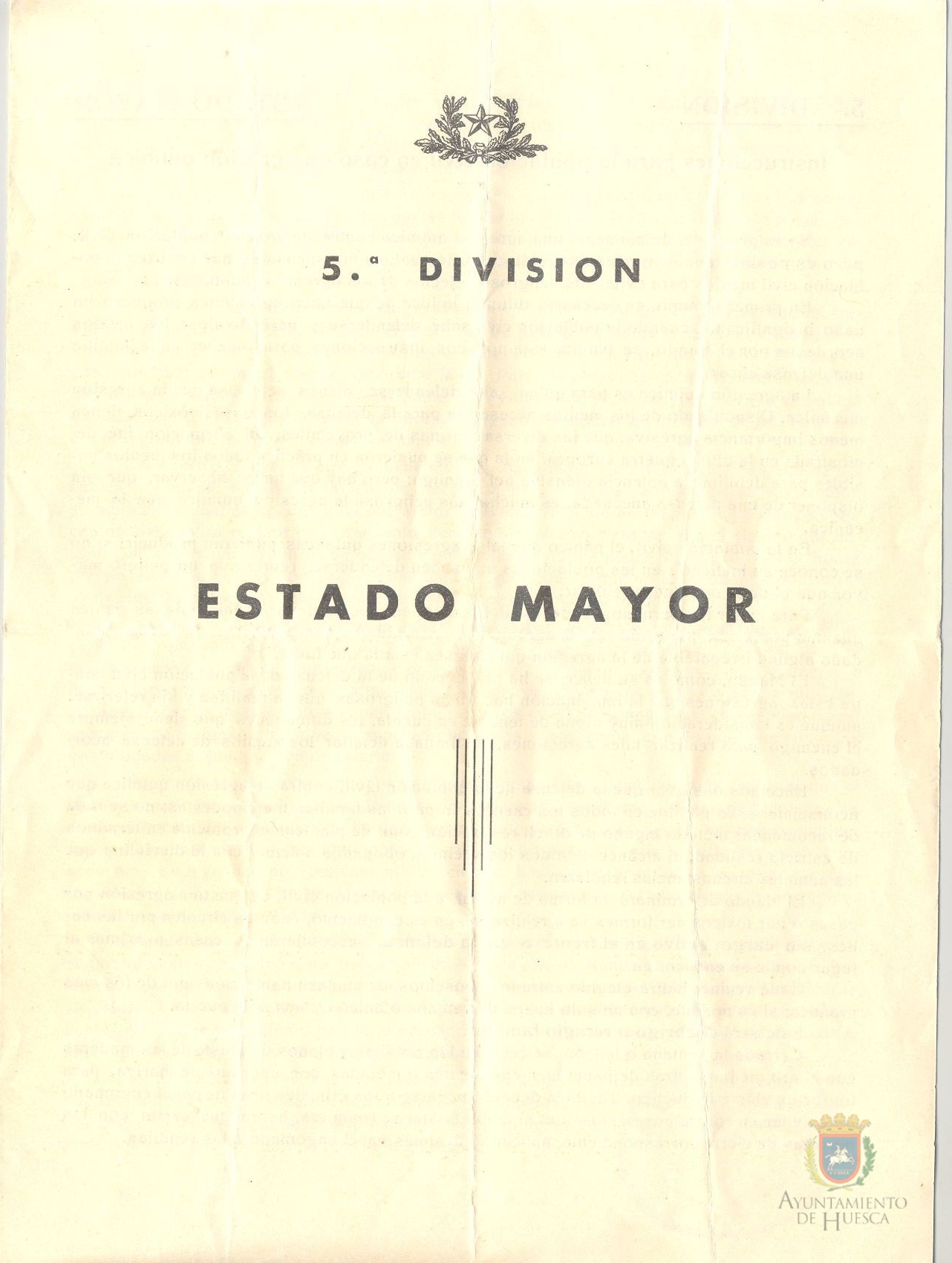 "Instrucciones para la población civil en caso de agresión química". Quinta división. Estado Mayor