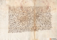 Jordán Vicent, lugarteniente del Justicia de Aragón, escribe a los oficiales del reino para que obliguen a Mosse Alcalá y su mujer, habitantes en Jaca, a restituir a Juana de Montearagón los 31 sueldos jaqueses de una comanda que aquellos tenían de ésta