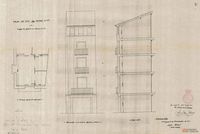 Casa de los Señores Duplá Hermanos. Calle de Espoz y Mina, número 14. Planta, alzado y sección. Firmado Julio Bravo. Es copia del original, el Arquitecto Municipal, José de Yarza