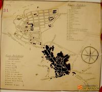 Plano de los cascos urbanos de la población del Nuevo y Viejo Belchite
