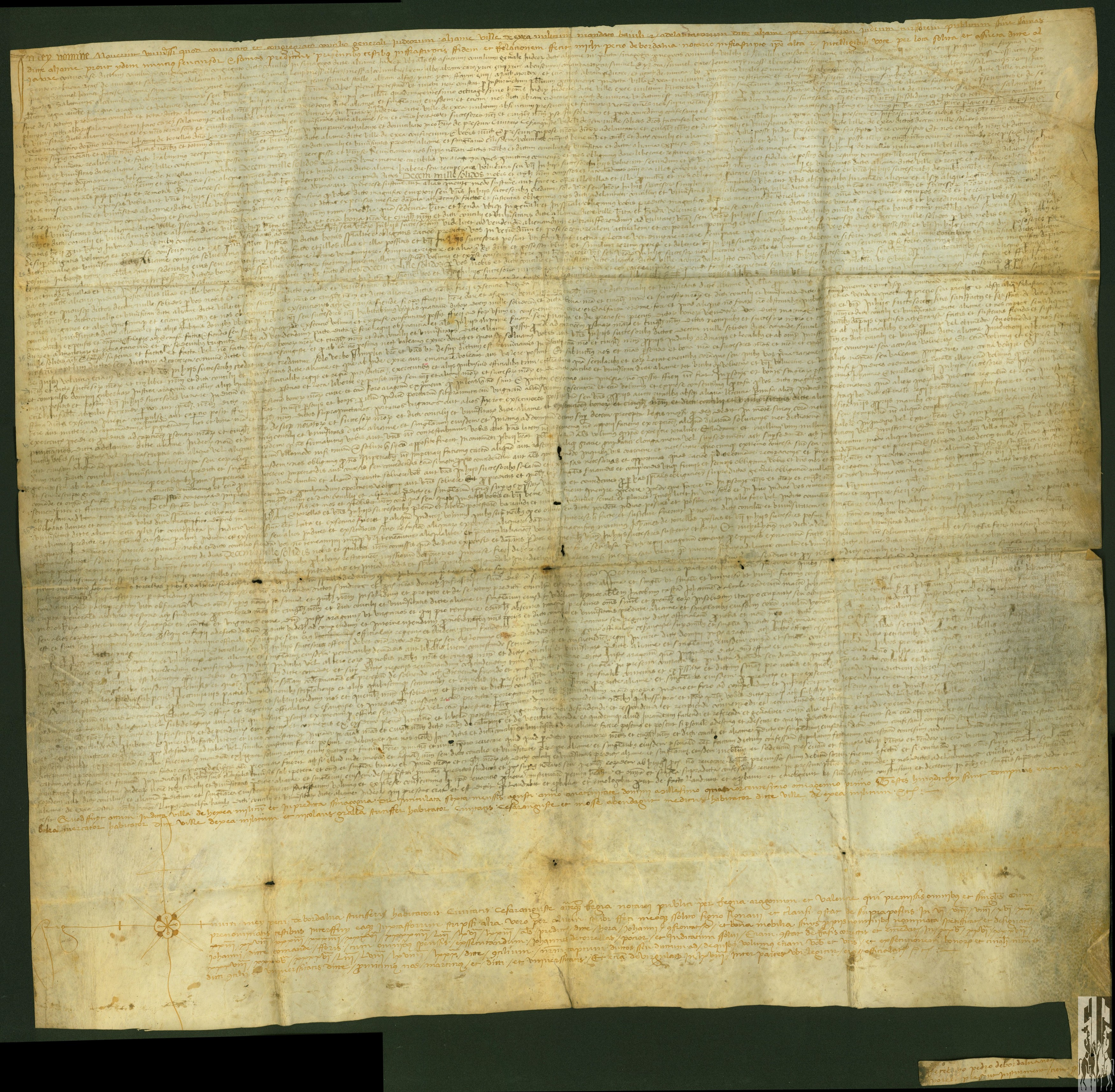 La aljama de judíos de Ejea reconoce tener en comanda 10.000 sueldos de Juan de Torrellas, señor de La Roca