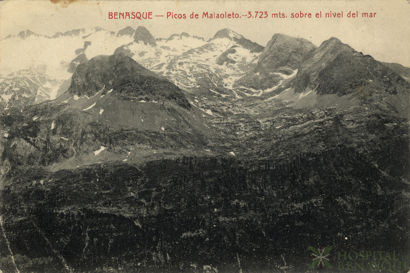 "Benasque. Picos de Malaoleto. 3.723 mts. Sobre el nivel del mar."