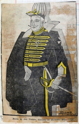"Barón de San Vicente, teniente de Hermano Mayor", caricatura de Miguel de San Cristóbal y García de la Huerta. Bayo Marín