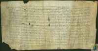 Proceso ante el oficial del arzobispo de Zaragoza iniciado por Bernat de Aranyó, ciudadano de Lérida, y otros vecinos de la misma ciudad, contra el concejo de La Fresneda, para ratificar los censales, que sumaban 39.500 sueldos de propiedad que los denunciados habían vendido previamente a los denunciantes, a cuyo favor se sentencia
