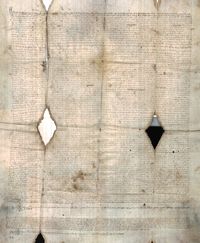 La aljama de judios de la ciudad de Zaragoza,vende al honorable Don Antonio Eximino Gordo,vecino de dicha ciudad,un censo anual de 1500 sueldos jaqueses,por 18000 sueldos
