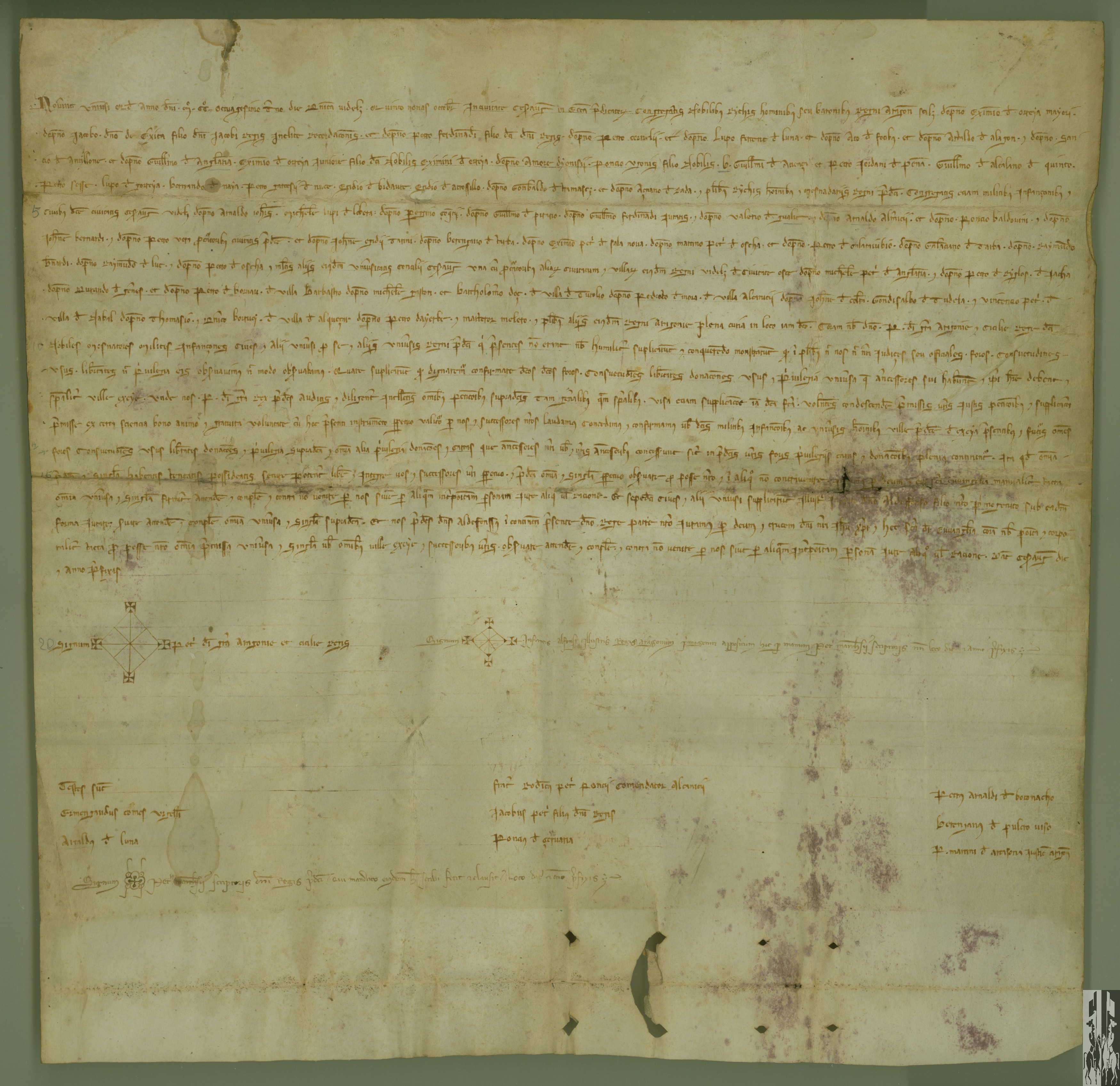 Pedro III, rey de Aragón, y el infante Alfonso, a súplicas de las Cortes de Aragón, confirman los privilegios de los aragoneses, y especialmente los de la villa de Ejea