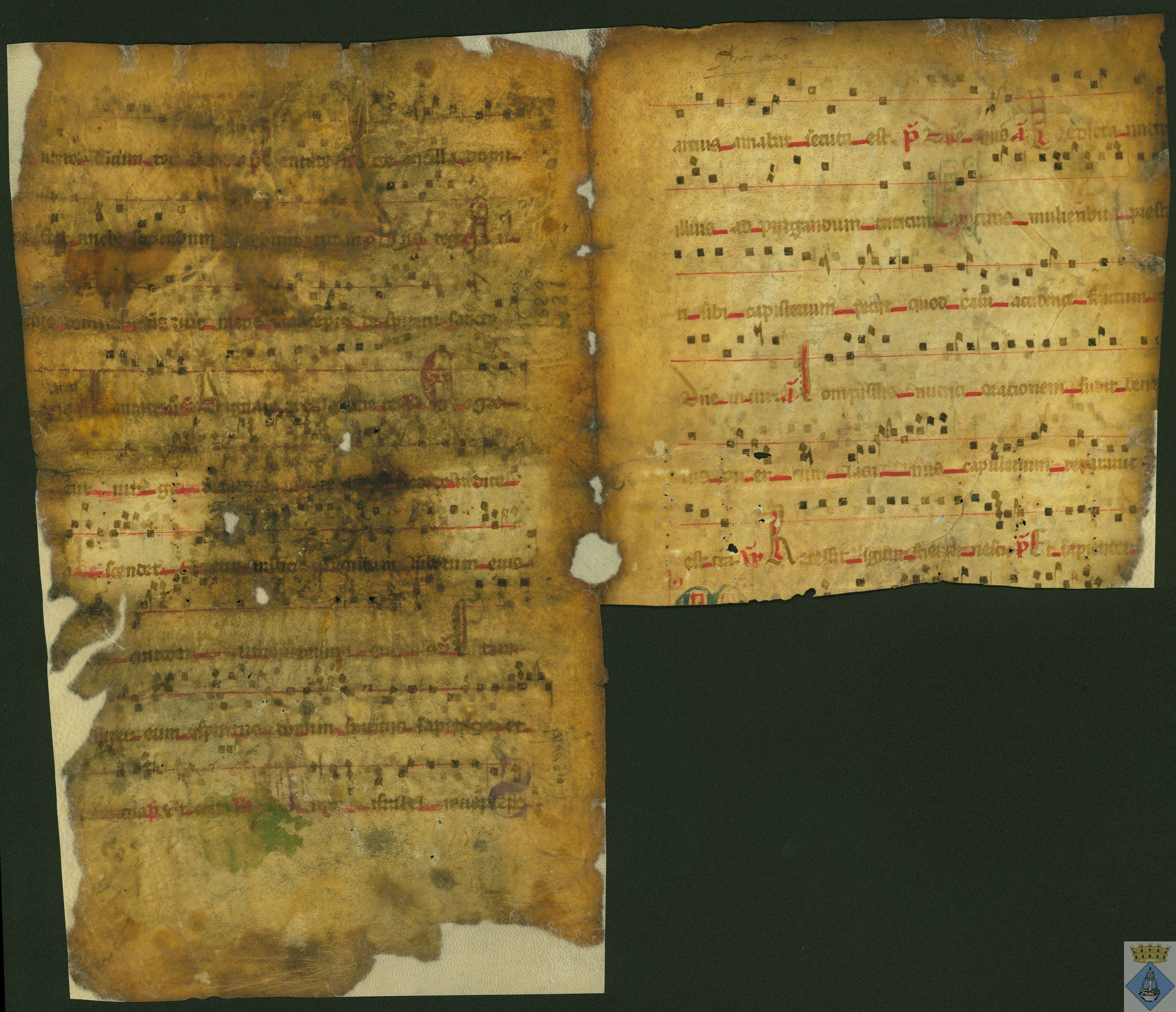 Fragmento de cantoral con notación musical.