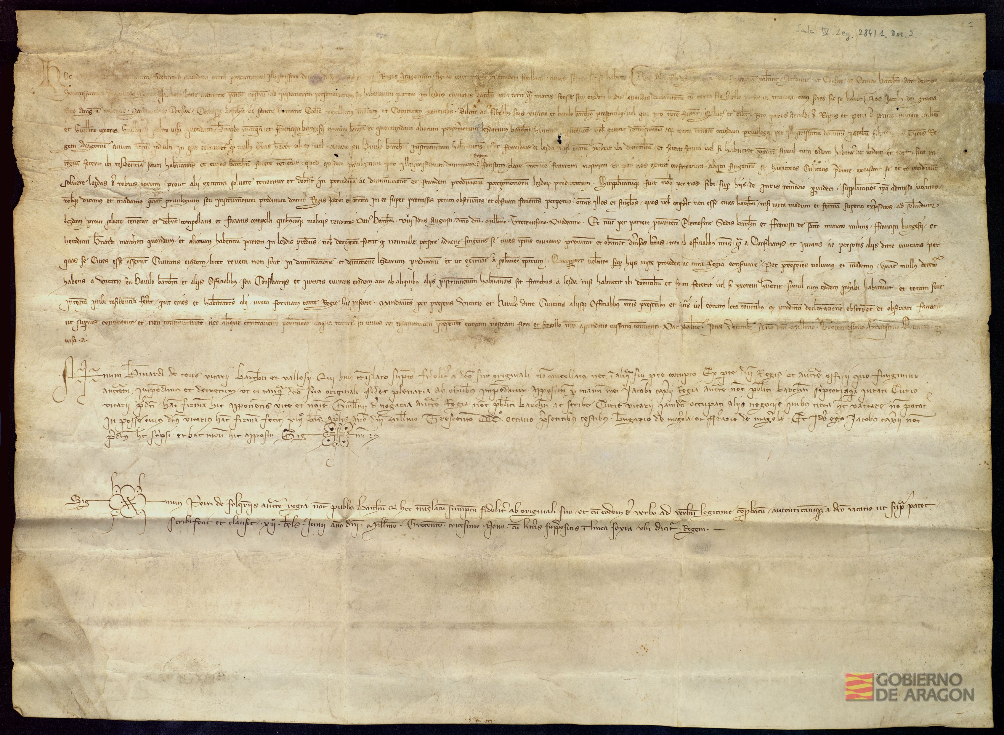 Privilegio de Alfonso IV de Aragón, ratificando otro de Jaime II , sobre lezdas de Barcelona