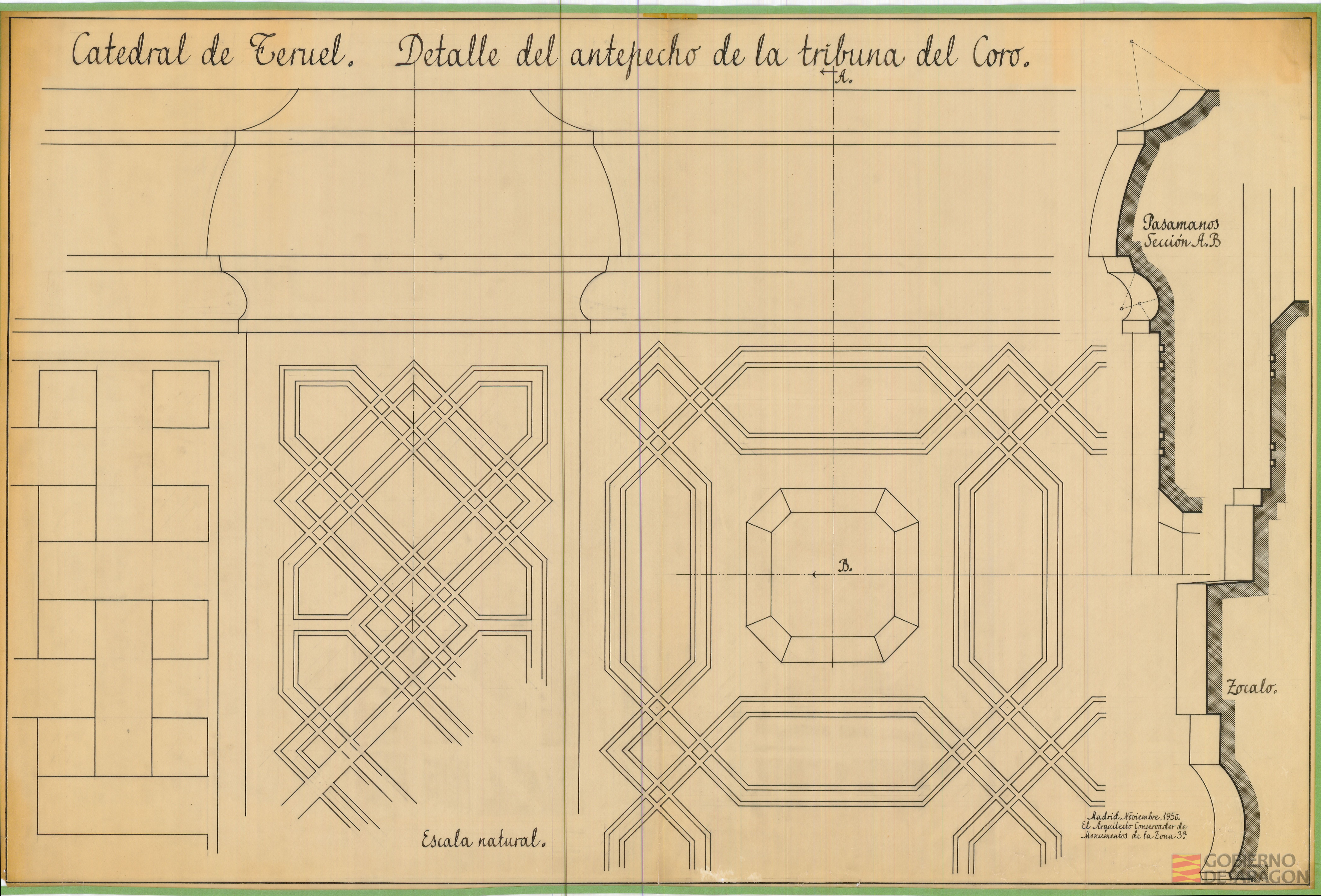 Catedral de Teruel. Detalle del antepecho de la tribuna del Coro. Teruel