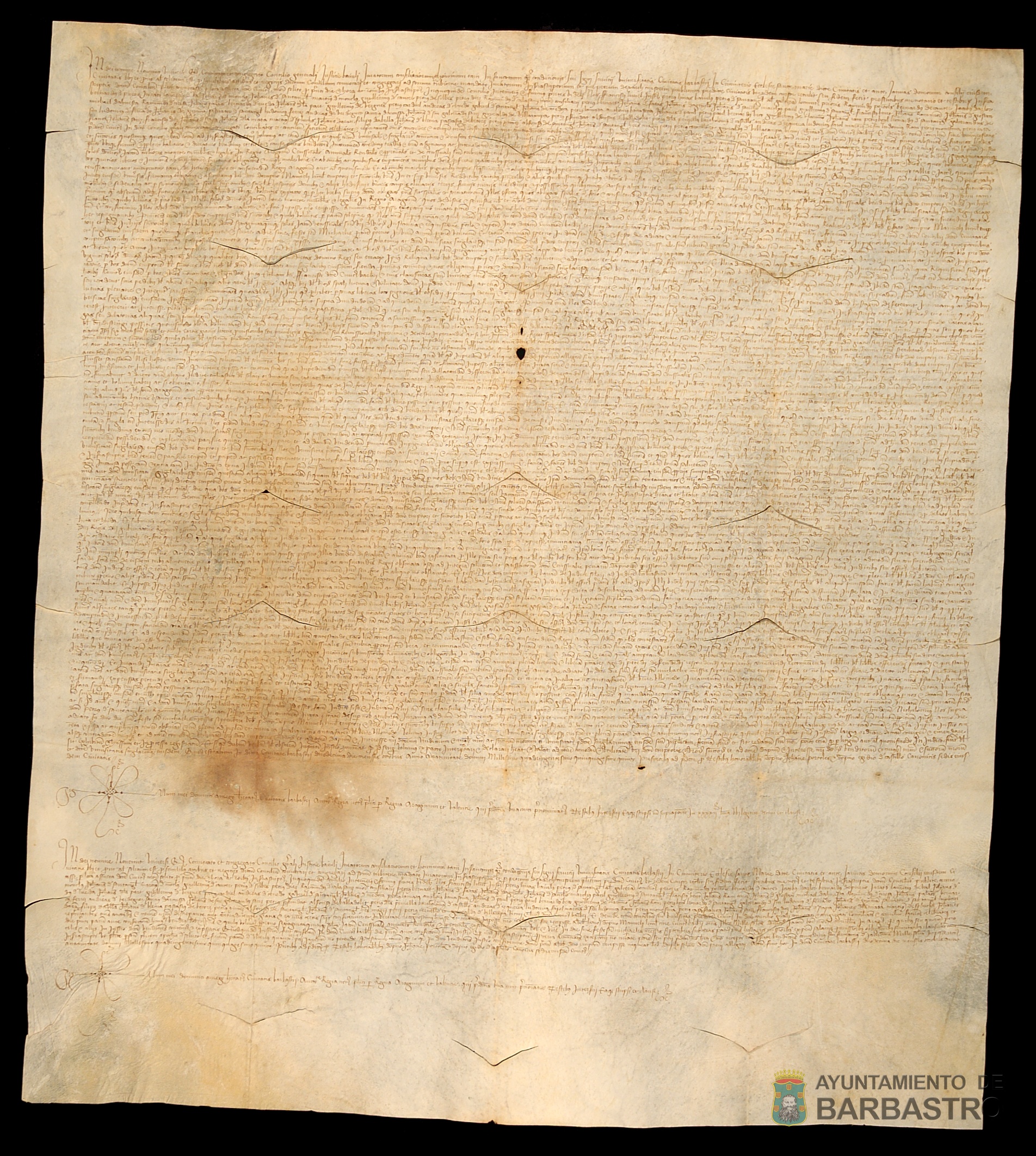 Censal vendido por el Concejo de Barbastro a Manuel Lunell de 1000 sueldos jaqs. de suerte principal y 65 sueldos de pension anual pagadera por el dia de San Miguel de septiembre.