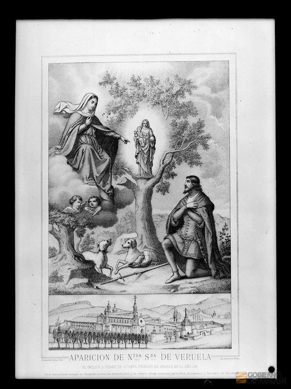 Aparición de Nuestra Señora de Veruela. Grabado original de A. Lamarche