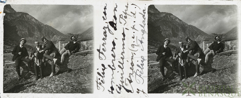 Félix Ferraz con sombrero, don Guillermo, Pepe Azcón (q. e. p. d.) y Félix Anglada.