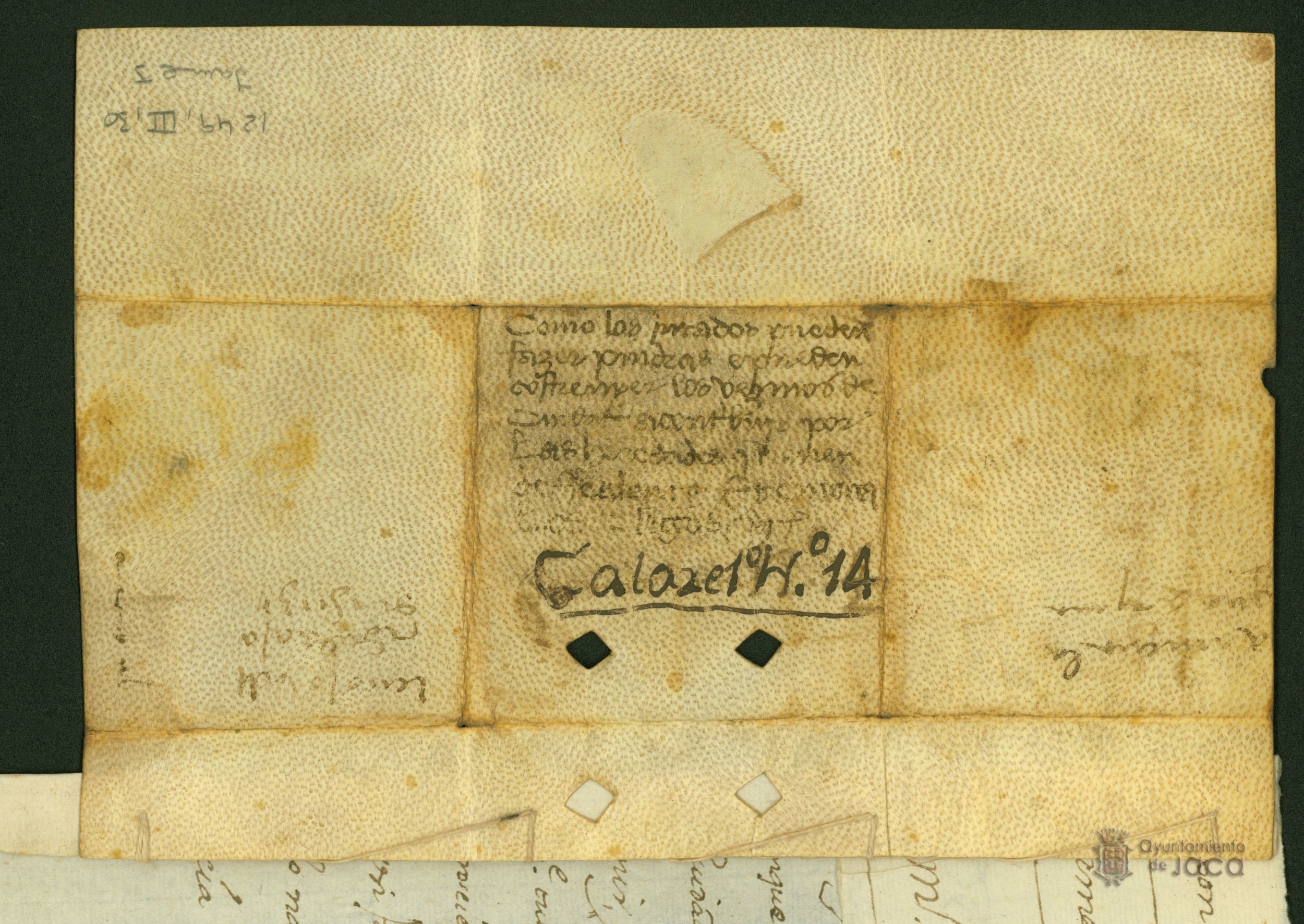 Jaime I, rey de Aragón, ordena a los jurados de Jaca que obliguen a los vecinos y habitantes de Jaca a servir en el ejército, cabalgadas y sus redenciones, y en todos los servicios reales en proporción a las fincas realengas que detentasen.