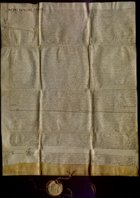 Copia realizada ante Pedro Clavero, lugarteniente del Justicia de Aragón, de tres privilegios otorgados a la villa de Graus en los años 1069, 1266 y 1289, que son copiados