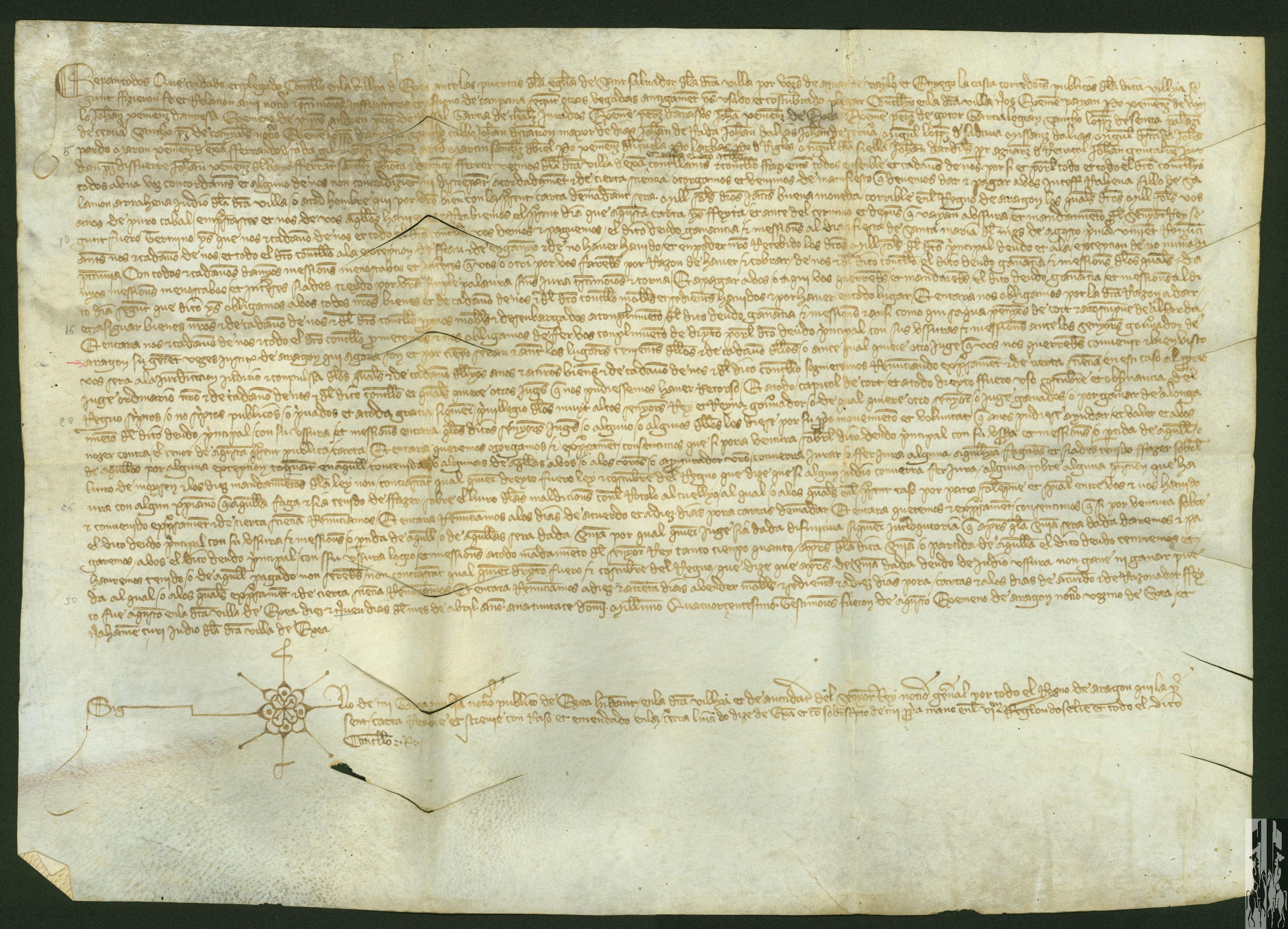 El concejo de Ejea reconoce deber 1000 sueldos jaqueses a Jucé Rahena, judío de la villa