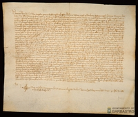 Pedro de Santangel, fisico, Luis de Santangel y Antonio de Santangel, hijos y herederos de Pedro de Santangel, reconocen haber recibido del Concejo de Barbastro 4000 sueldos jaq. de un censo de 366 sueldos y 8 dineros de pension anual por 5500 de precio o suerte principal que el Concejo vendio a su padre
