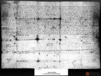 El rey Pedro IV confirma un privilegio de Jaime II, relativo al pleito que mantenía con Urraca Huerta, abadesa de Casbas, por el cual enfranquece al monasterio de Casbas y sus dominios del monedaje, cenas de ausencia, primicias, redenciones del ejército, lezdas y cabalgadas que debían al fisco real