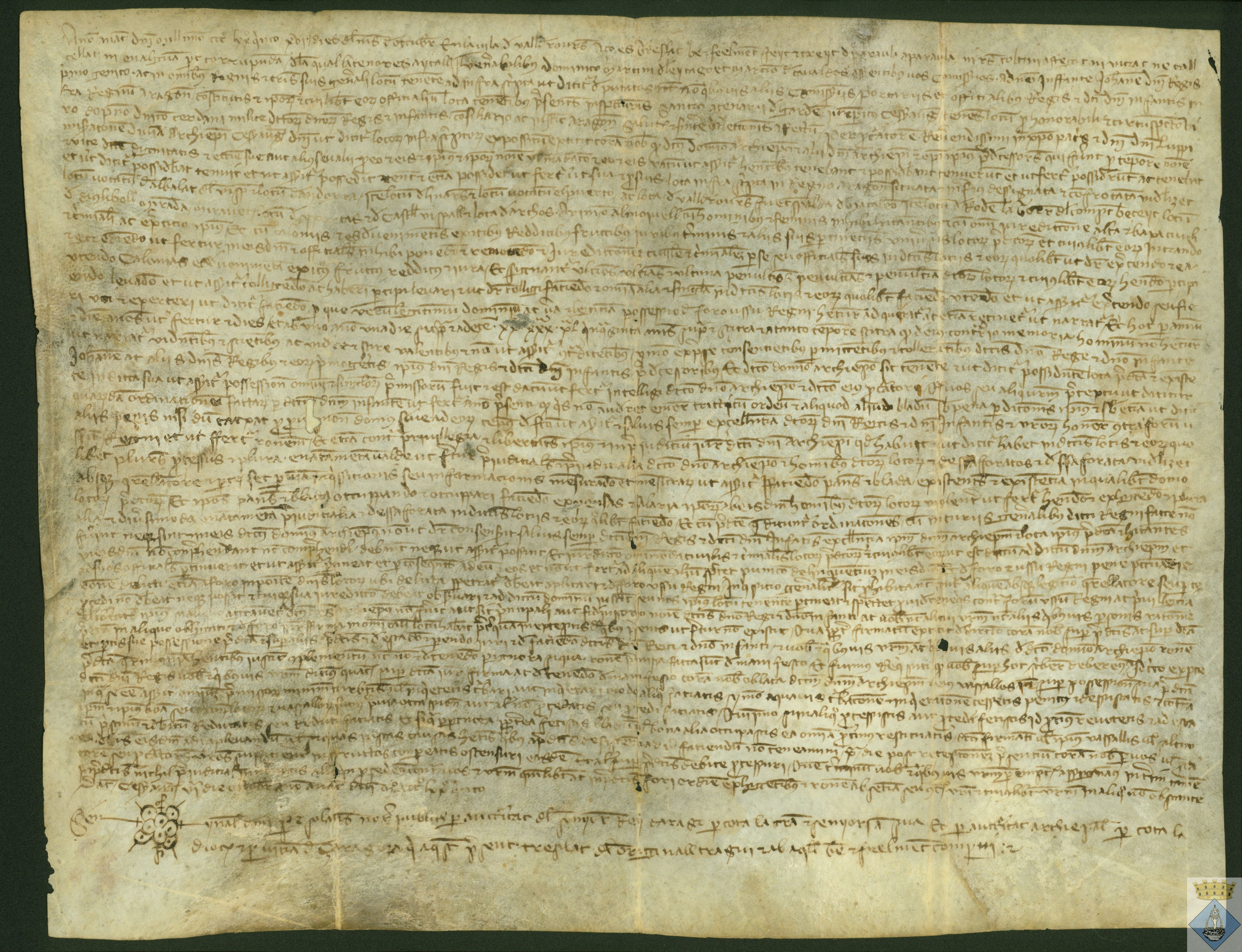 Juan Jiménez Cerdán, Justicia de Aragón, concede al arzobispo de Zaragoza una firma contra la monarquía, relativa al ejercicio de la jurisdicción sobre todos los pueblos situados bajo su señorío (Albalate del Arzobispo, Andorra, Puertomingalvo, Linares de Mora, Fuentespalda, Valderrobres, Beceite, Torre del Compte, Mazaleón, Juslibol, Rodén, Arcos de las Salinas, Castelvispal).