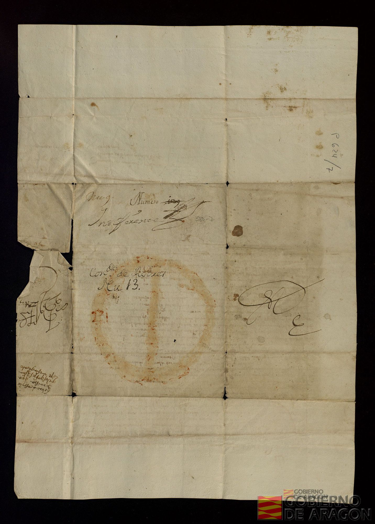 Fernando II manda al Baile General de Aragón, a su lugarteniente y a los consejeros que paguen a Sancho Pérez de Pomar, señor de Sigüés, los 2.000 sueldos jaqueses por el oficio de la alcaidía de Ruesta que recibían hasta entonces Gonzalo de Paternoy y Manresa (?). mantenimiento del castillo de Ruesta.