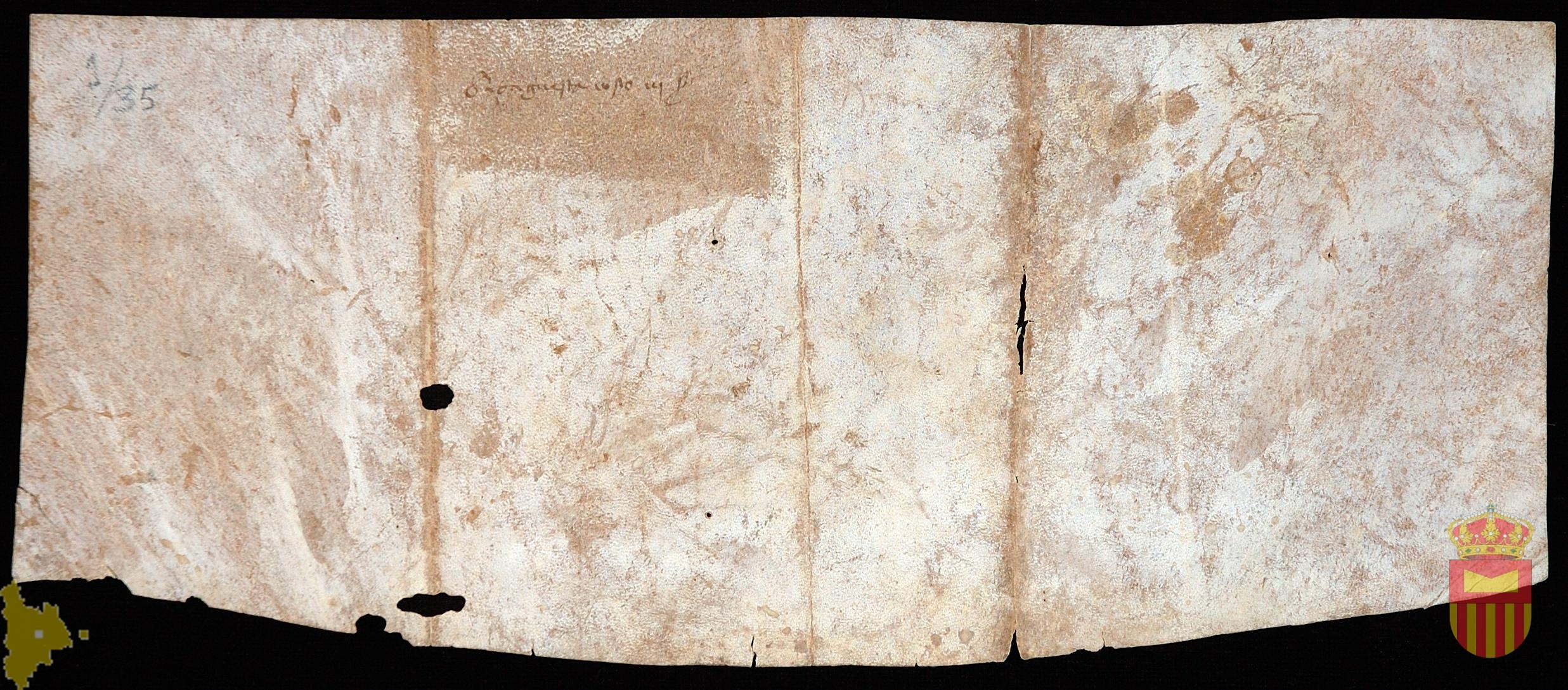 Albarán de Alfonso Canudo, procurador real por el que afirma haber recibido del concello y jurados de Adahuesca cien sueldos jaqueses en concepto de cena.