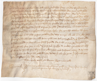 Albarán por el que Pedro Vallés, de Morella, reconoce haber recibido de Miguel de Borja, jurado de Tronchón, 5.347 sueldos jaqueses