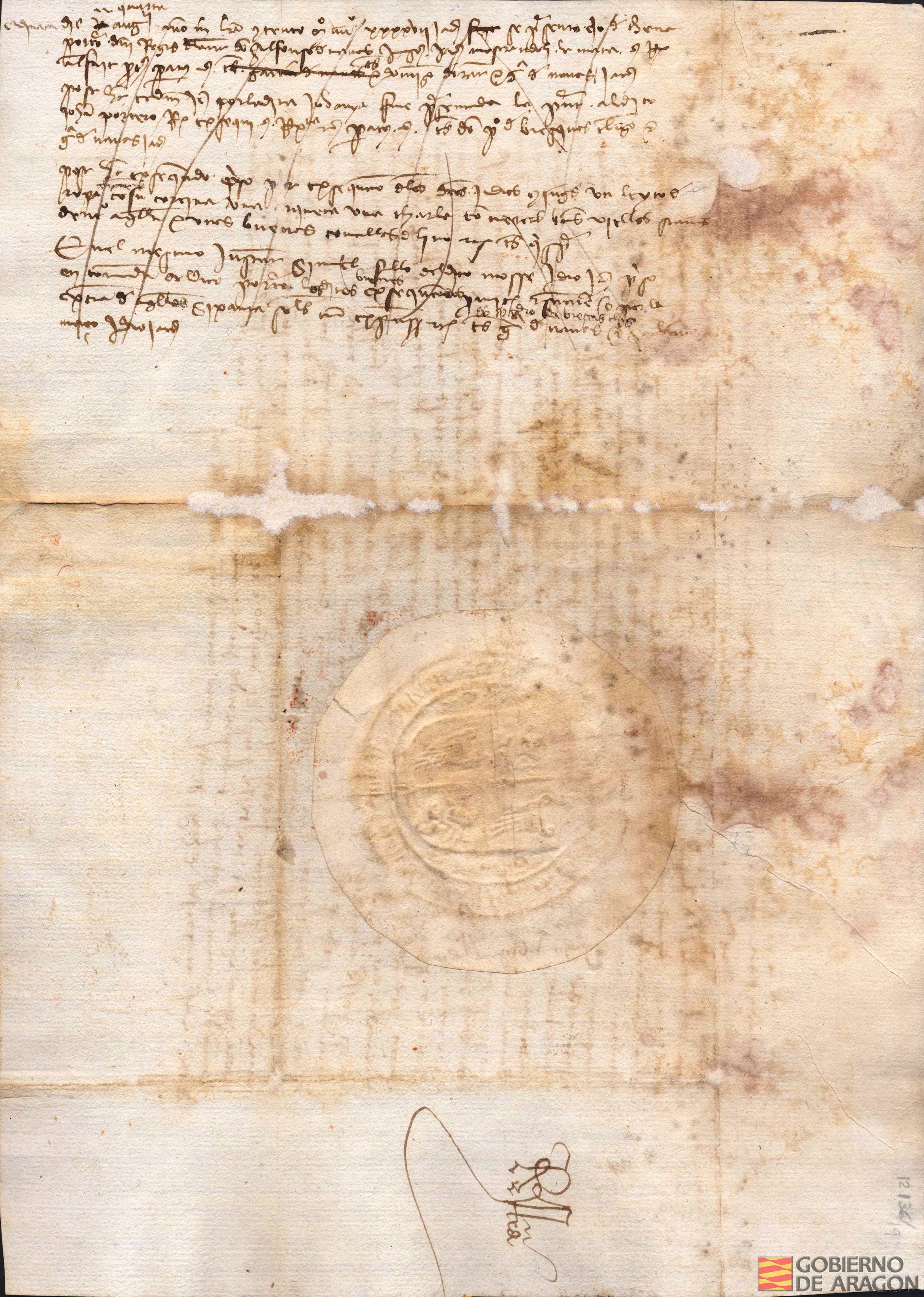 Jordán Vicent, lugarteniente del Justicia de Aragón, escribe a los oficiales del reino para que obliguen a Mosse Alcalá y su mujer, habitantes en Jaca, a restituir a Juana de Montearagón los 31 sueldos jaqueses de una comanda que aquellos tenían de ésta.