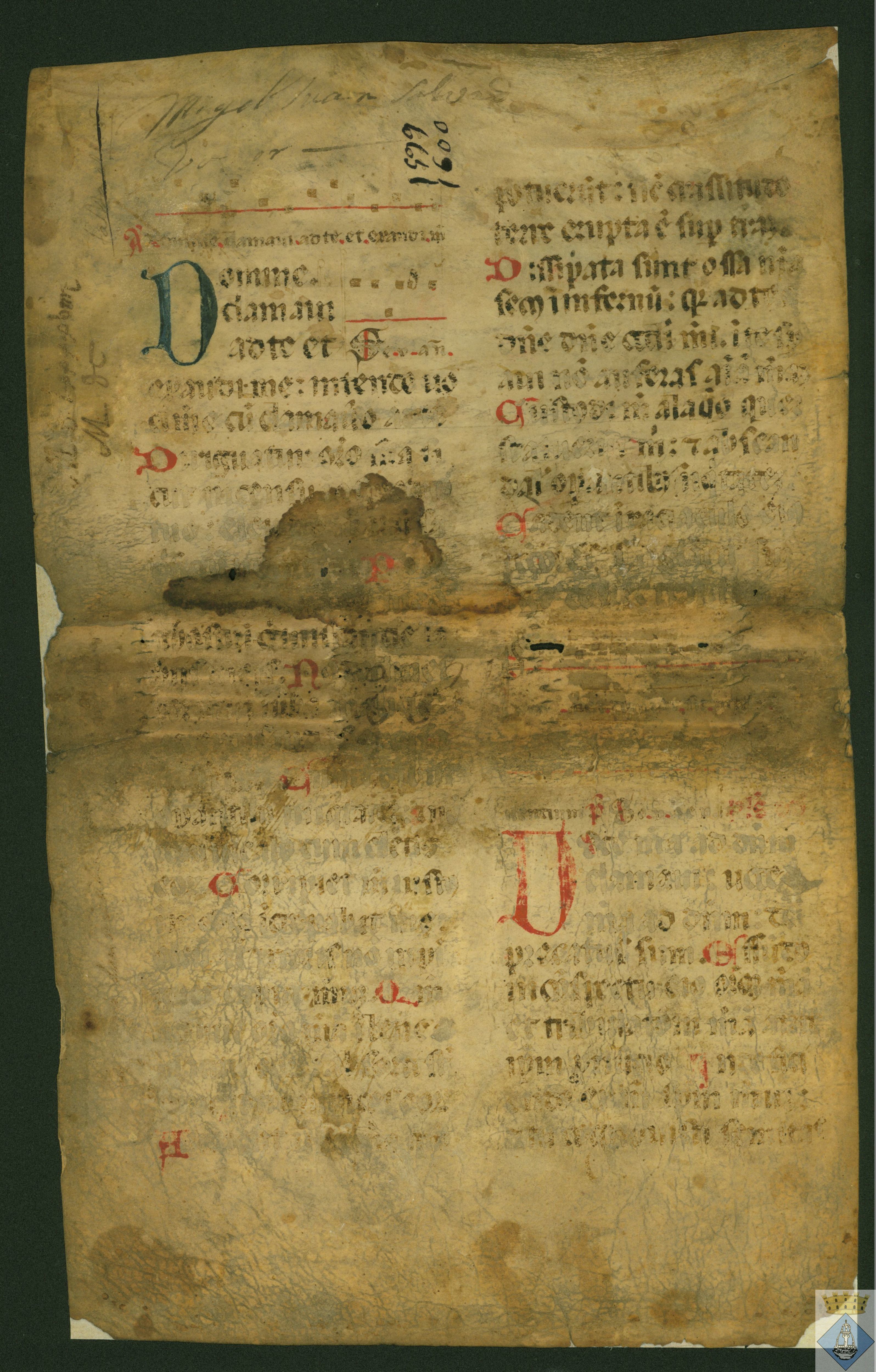 Hoja perteneciente a una Biblia.