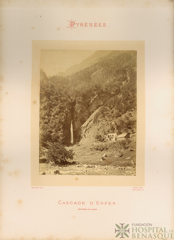 "Pyrénées. Cascade d'Enfer. Environs de Luchon. Provost, Phot. Lafont, Éditeur. 40, Allées d'Etigny, Luchon."