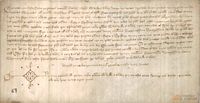 García de Ciércoles,mercader y vecino de la villa de Alcañiz,reconoce haber recibido de los jurados del lugar de Obón,700 sueldos jaqueses de un treudo perpetuo con dicha villa