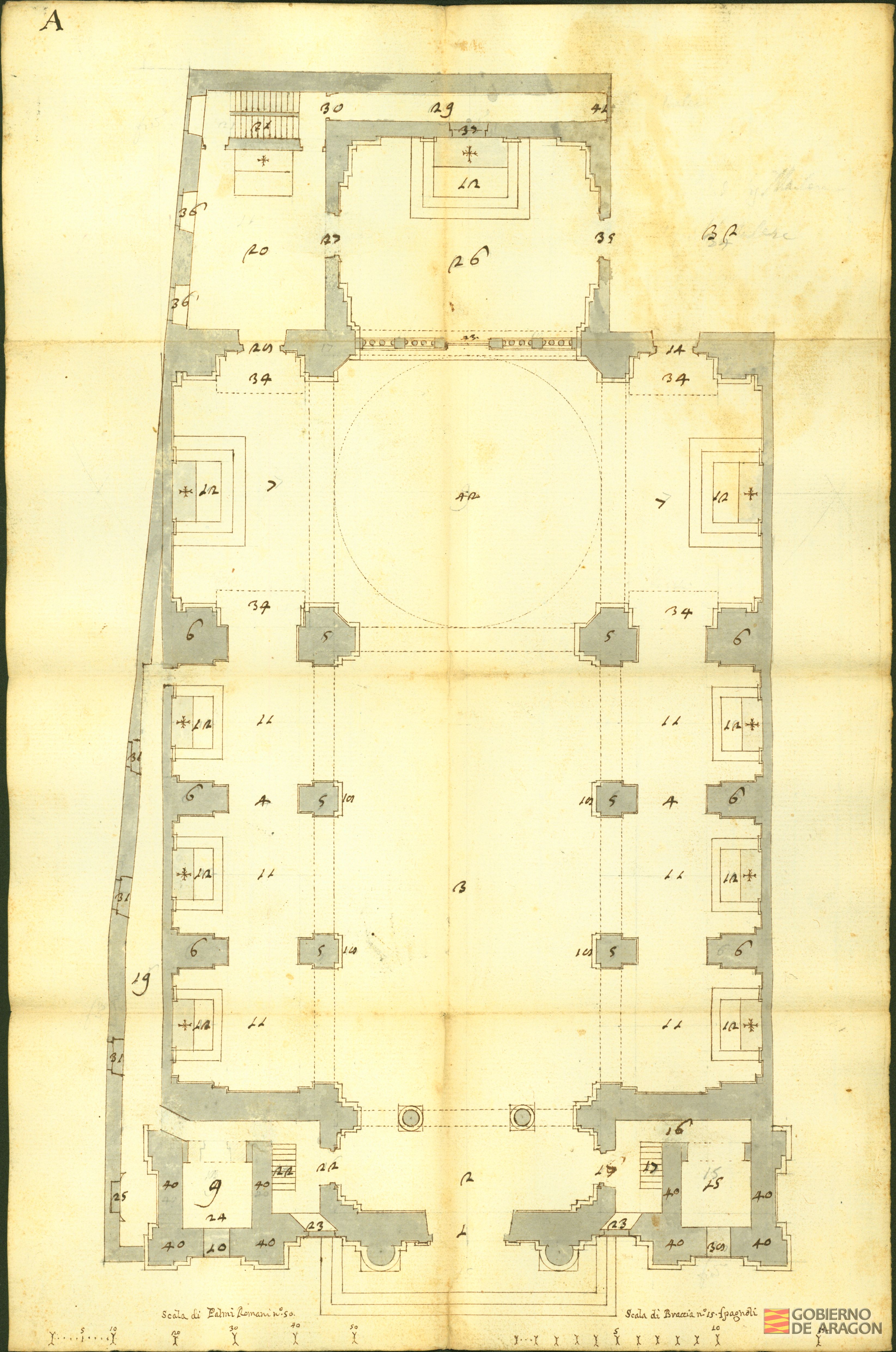 Planos para el proyecto de la iglesia de San Felipe y Santiago de Zaragoza.