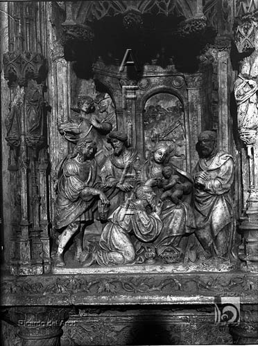 La catedral. Retablo de Montearagón. Escena de la Adoración de los Reyes. Ricardo del Arco y Garay. Huesca