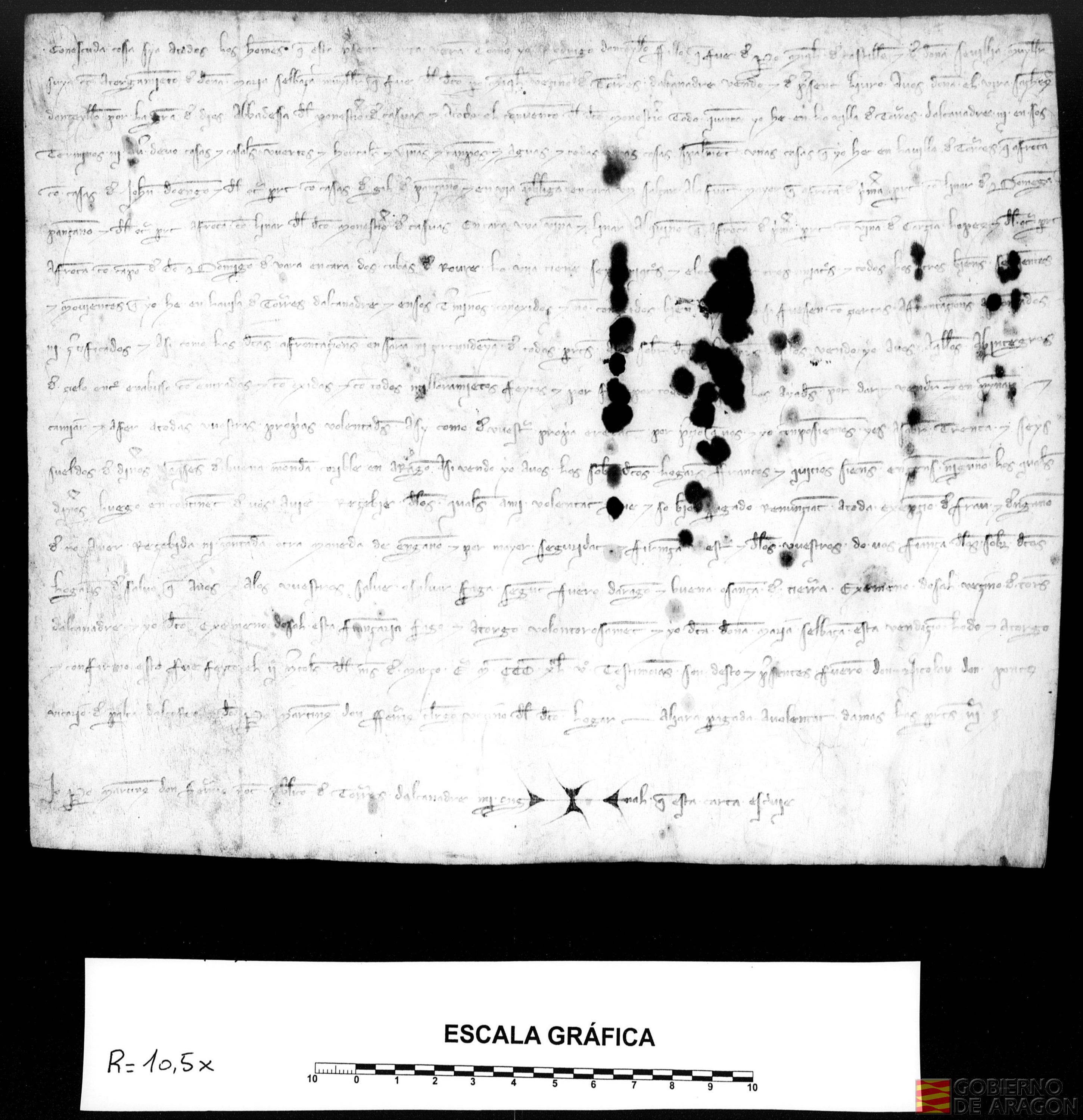 Rodrigo de Antillón, vecino de Torres de Alcanadre, hijo de Pedro Miguel de Castillón y de Sevilla, con la autorización de María Selvazán, viuda de Pedro Miguel, vende a Elvira Sánchez de Antillón todas sus posesiones en Torres de Alcanadre, por 36 sueldos jaqueses