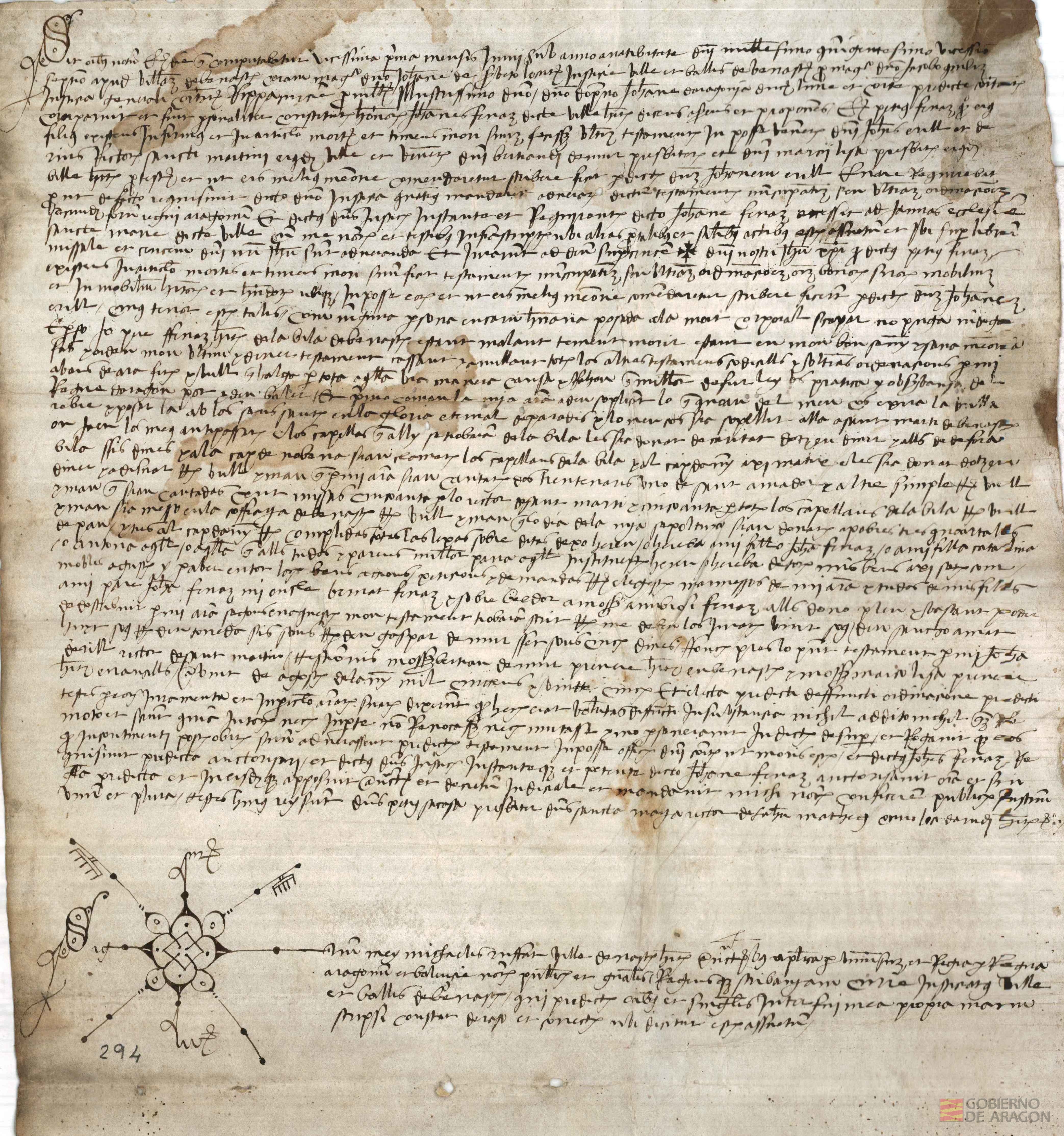 Testimonio del testamento de Pedro Ferraz, vecino de Benasque, hecho "in artículo mortis" ante Juan Erill y de Rius, rector de San Martín de dicha villa, en 20 de agosto de 1525.