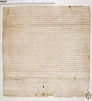 El juez Esteban de Alfajarín, comisionado por Alfonso IV, determina la apelación que el concejo de Lupiñén y la encomienda de San Juan del Hospital de Huesca interpusieron contra la sentencia del juez Guillermo Elía, por la que se concedía a la villa de Almudévar la partida de Saso Plano,