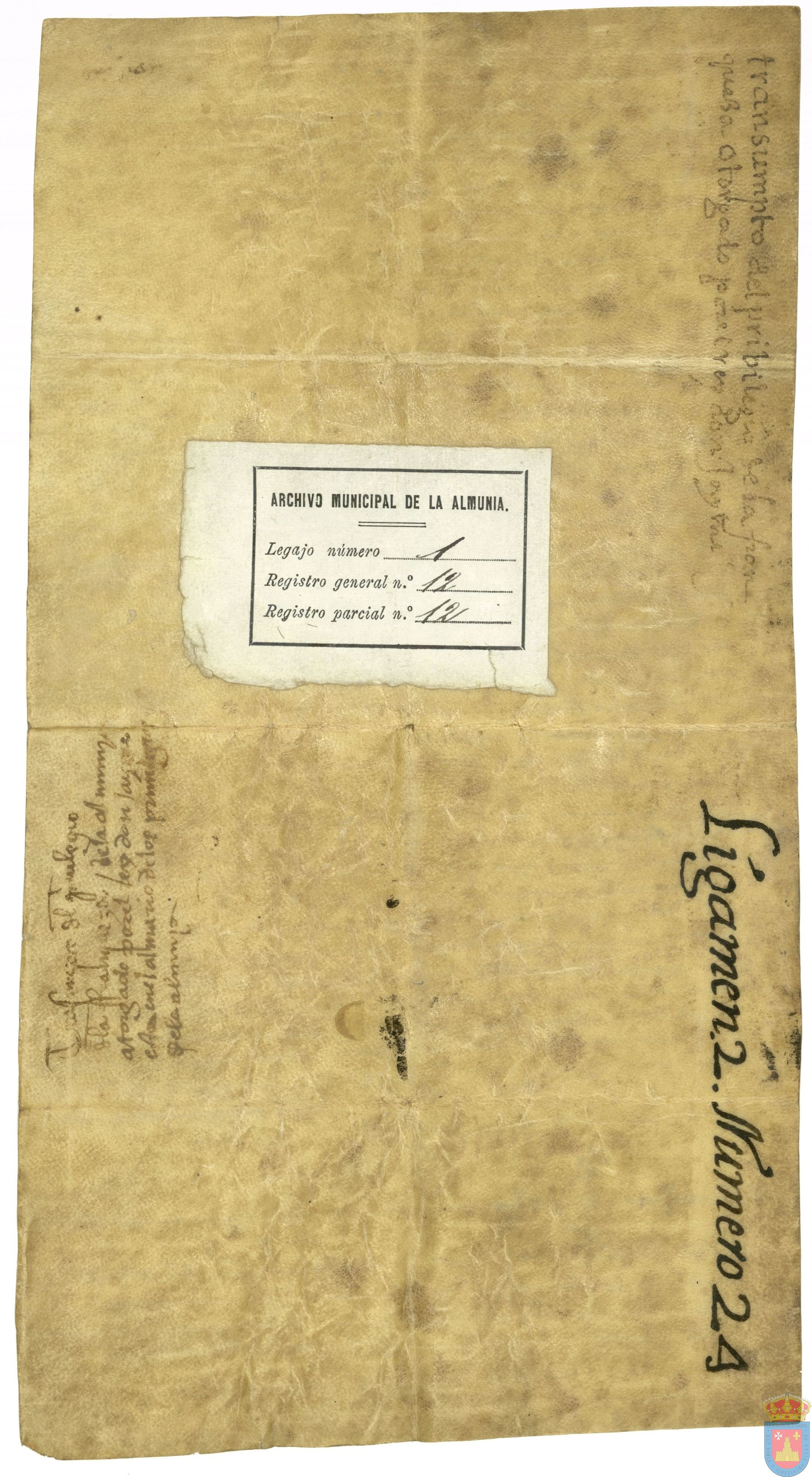 Privilegio de franqueza otorgado a La Almunia por el rey D. Jaime.