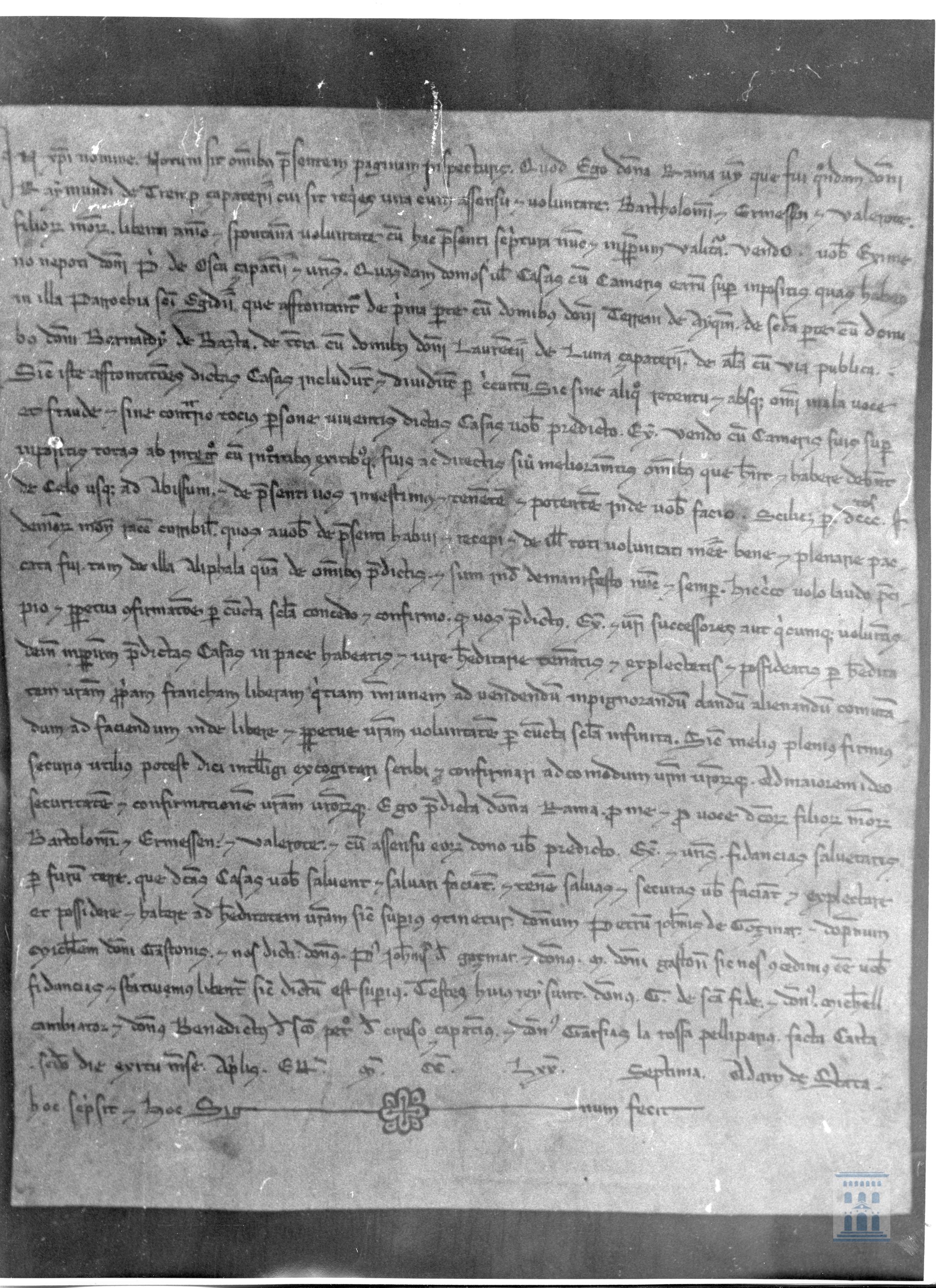 Rama, viuda de Ramón de Tremp, vende a Gimeno, nieto de Pedro de Huesca, unas casas en la parroquia de San Gil de Zaragoza por ochocientos sueldos jaqueses.