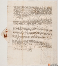 Juan II, rey de Aragón, manda al baile de la aljama de los judíos de Huesca que se cumpla su provisión dada en Barcelona el 25 de agosto de 1475, que se inserta y rectifica, por la que exime a la aljama de Jaca del pago de 150 sueldos por el repartimiento de un servicio al condestable de Navarra